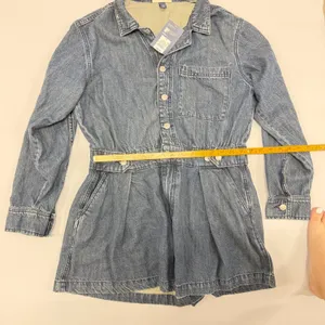 Universal Thread Womens Denim Long Sleeve Romper Dark Wash Blue Size 12 NWT thumbnail 5