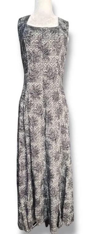 Vintage All That Jazz Black White Floral Cross Back‎ Maxi Dress Boho Minimalist thumbnail 1
