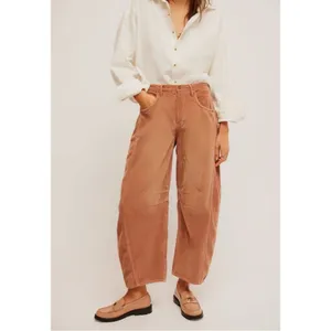 Free People Good Luck Cord Barrel Jeans Tan Brown Neutral Size 30 Corduroy thumbnail 4