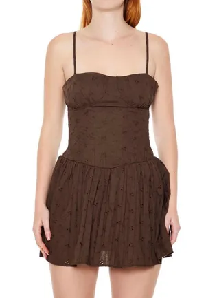 Forever 21 Brown Eyelet Bustier Corset Mini Dress thumbnail 1