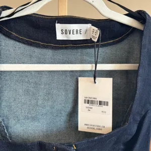 Anthro SOVERE Dusk Denim Mini Dress Ink Blue M NWT thumbnail 7