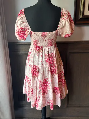 Ariat Pink Floral Smocked Midi Dress small flowers and horseshoes thumbnail 5