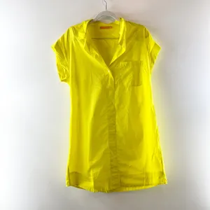 Oliphant Tuckernuck Cotton Poplin Short Sleeve Mini Shift Dress Yellow Large thumbnail 2