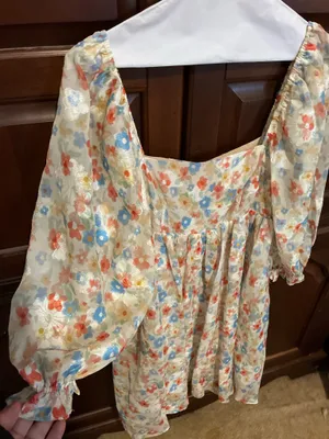 Storia dress with floral pattern and balloon sleeves thumbnail 1