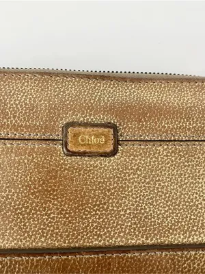 Vintage Chloé Metallic Pebbled Leather Gold Zip Around Continental Wallet thumbnail 3
