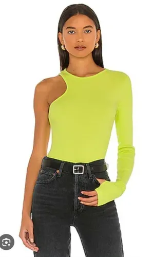Agolde‎ Bea Cutaway Bodysuit in Citron Size: S thumbnail 1