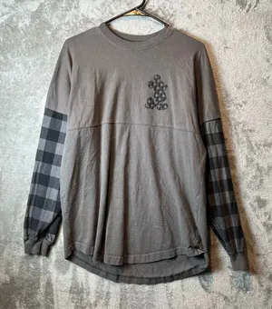 Walt Disney World Plaid Mickey‎ Mouse Spirit Jersey Black Gray Size Small thumbnail 1