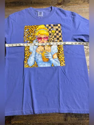 Comfort Colors Flo Blue Short Sleeve Tee with Princess Coffee Pop Art thumbnail 5