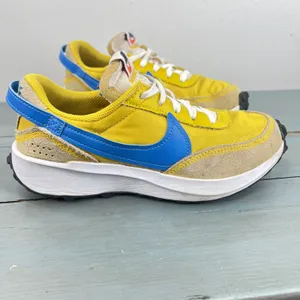 Nike Waffle One Yellow Blue Suede Mesh Sneakers DH9523-700 Womens 6.5 thumbnail 3