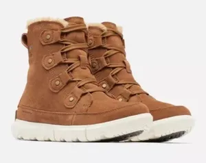 Sorel Explorer Joan Tan Faux-Shearling Lace-Up Ankle Booties-6 thumbnail 1
