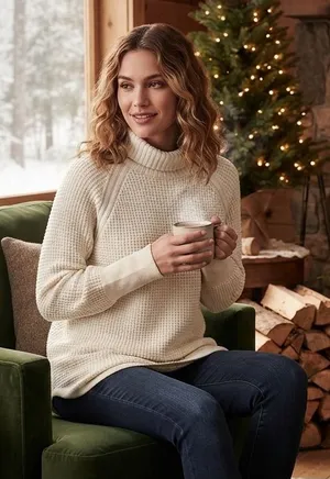 Banana Republic Cream Turtleneck Sweater thumbnail 1