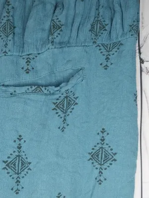 Free People Harem Teal Printed Elastic Waist Boho Hippie Festival Pants thumbnail 5