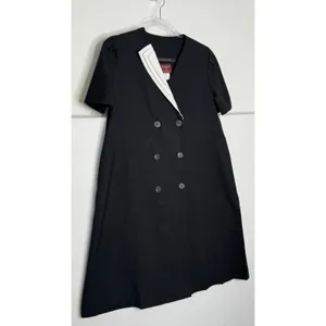 1990s Jeanette Maternities Black Minimalist Swing Dress Medium to Large thumbnail 9
