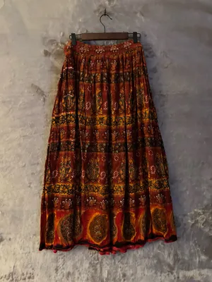 Bohemian Rust Orange Tiered Maxi Skirt Women’s Free Size thumbnail 5
