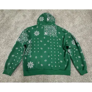 Edikted Green Bandana Paisley Print Zip Up Oversized Hoodie Size XS/S thumbnail 5