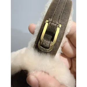 UGG Earmuffs Sheepskin‎ Wool Foldable Winter Earflaps Mens Womens Buckle Brown L thumbnail 6