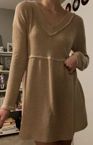 Waffle Knit Babydoll Dress thumbnail 1