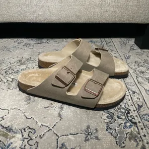 Birkenstock Arizona Shearling Desert Dust Gray Taupe Sandals thumbnail 5