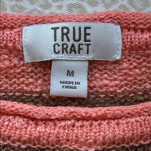 True Craft Brown & Orange Wide Striped Wide Bell Sleeve Cropped Sweater size M thumbnail 2