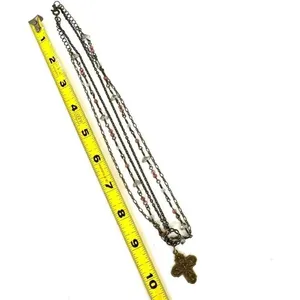 Multi strand quartz beaded cross necklace thumbnail 7