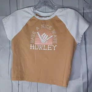 Hurley short sleeve have a nice day cropped top NWOT thumbnail 1