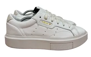 Adidas Sleek Platform White Gold Women's Leather Sneaker Size 8.5 #696 thumbnail 1
