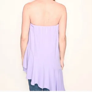 Amanda Uprichard Strapless Lavender Flowy Ruffle Top Size Large NWOT thumbnail 5