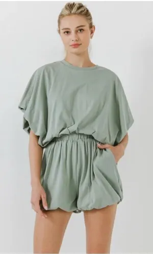 Grey Lab Los Angeles loungewear sage green comfy casual XS romper thumbnail 1