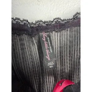 Victoria's Secret Vintage Y2K Sheer Black Pink Tie Topper Topper Medium Large thumbnail 3