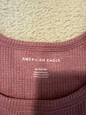 American Eagle Dusty Rose Waffle Knit Crop Tee Pink Size XL thumbnail 2