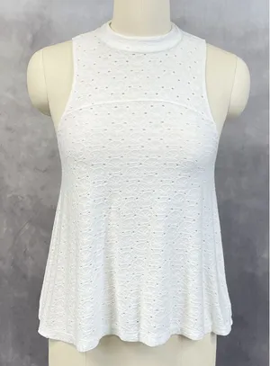 American Eagle Eyelet Lace Tank Top‎ Women XS Swing Stretch Flowy Boho Cottage thumbnail 1