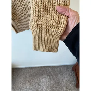 Qualfort Womens Knit Cardigan XL Beige Button-Up 100% Cotton Lightweight Sweater thumbnail 3