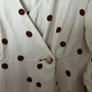 Moon River Polka Dot Midi dress SIZE MEDIUM Cream/brown Linen Blend thumbnail 7