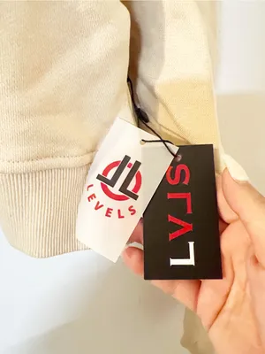 LVLS Levels Embossed Cropped Hoodie in Nude thumbnail 6