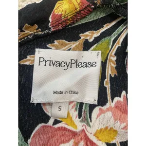 Privacy Please Black Floral Ruffle Maxi Dress Adjustable Straps V-Neck Size S thumbnail 10