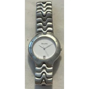 Bulova Ladies Silver Tone Quartz Watch Roman Numerals Stainless‎ Steel thumbnail 2