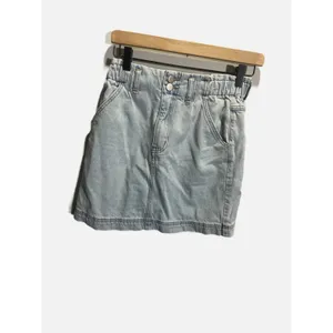 Altar'd State Denim‎ Mini Skirt Womens Small Light Wash Elastic Paperbag Waist thumbnail 2
