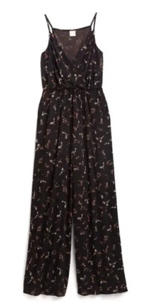 Boutique Kaileigh Black Floral Wide Leg‎ Jumpsuit XS thumbnail 1