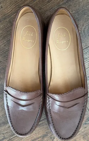 Jack Rogers Quinn Penny Loafers Sz 10 Brown Leather Academic Classic Brazil Made thumbnail 1