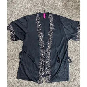 La Senza Black Lace Trim Kimono Robe Size S/M thumbnail 6
