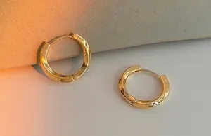 18K Gold Plated Twisted Gold Hoop Earrings for Women thumbnail 1