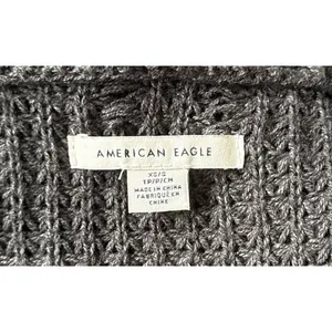 American Eagle Women's cozy gray waffle-knit open-front cardigan Size XS‎ thumbnail 7