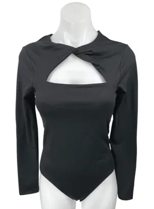 NEW Abercrombie & Fitch Cutout Long Sleeve Thong Bodysuit Top Tee T-Shirt Size S thumbnail 1