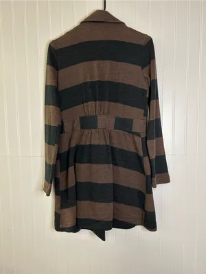 Splendid Black/Brown Stripe Lightweight Terry Knit Peacoat Size Small thumbnail 2