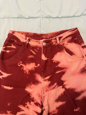 Princess Polly Burgundy Tie-Dye Jeans thumbnail 5