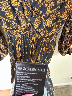 Farm Rio Long-Sleeve‎ V-Neck Printed Tie Front Midi Dress Womens Size XXS thumbnail 10