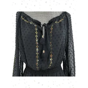 Altuzarra + Target Black Maxi Dress Gold Sequins Long Sleeves Cocktail Size 6 thumbnail 2