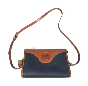 Vintage Dooney & Bourke AWL Navy Brown Leather Crossbody Bag Cavalry Logo USA thumbnail 1