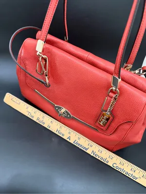 COACH 25169 Madison Madeline Orange Pebbled Leather East/West Satchel Crossbody thumbnail 6