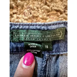 Vtg Ralph Lauren Jeans Company Midi Dress Sz 16 Blue Denim Trumpet Gored Western thumbnail 5